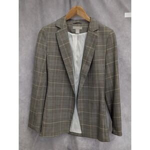 HM Women Light Gray Plaid W/Black‎ Long Sleeve Suit Blazer Size 2